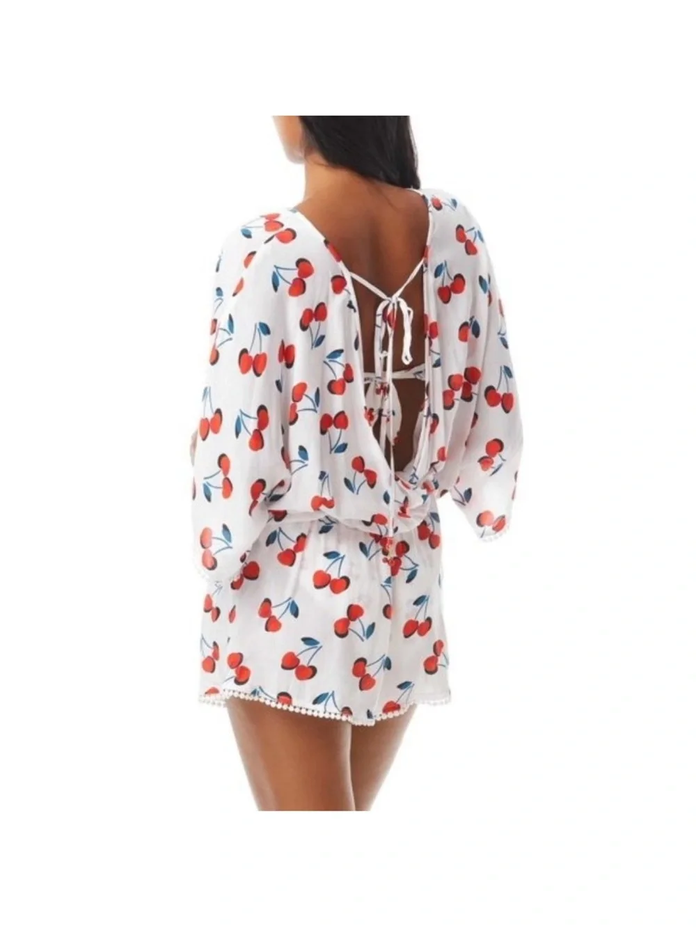 Kate Spade New York Cherry Toss Kimono Sleeve Cover-Up Romper